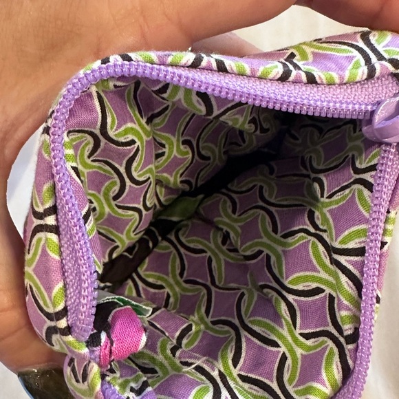Vera Bradley Coin Purse Zip Pouch Quilted Fabric Purple Pink Green Floral - Picture 5 of 7